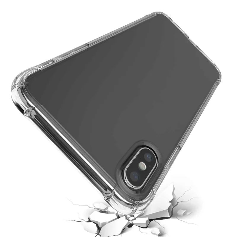 LEEU DESIGN Air Cushion Shockproof TPU Casing with Voice Conversion Jack for iPhone X/XS 5.8 inch - Transparent
