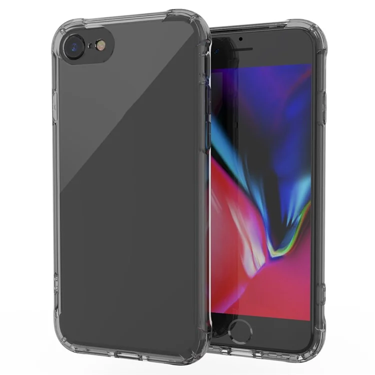 LEEU DESIGN Air Cushion Shockproof TPU Casing Shell con Connettore per Conversione Vocale per iPhone 8/7/SE (2020)/SE (2022) 4.7 pollici - Nero