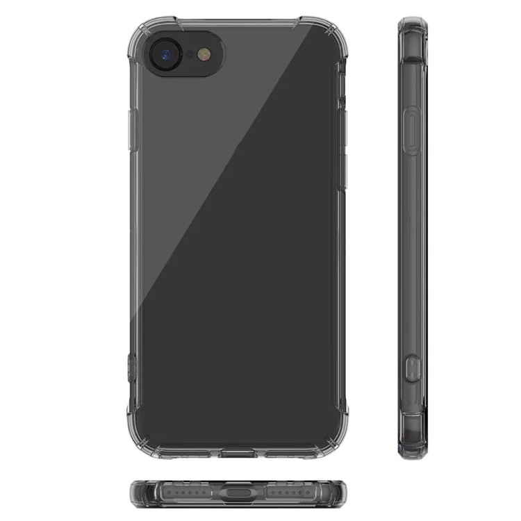 LEEU DESIGN Air Cushion Shockproof TPU Casing Shell con Connettore per Conversione Vocale per iPhone 8/7/SE (2020)/SE (2022) 4.7 pollici - Nero