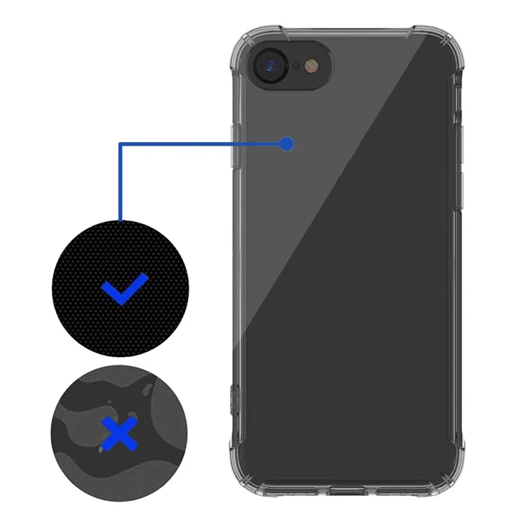 LEEU DESIGN Air Cushion Shockproof TPU Casing Shell con Connettore per Conversione Vocale per iPhone 8/7/SE (2020)/SE (2022) 4.7 pollici - Nero
