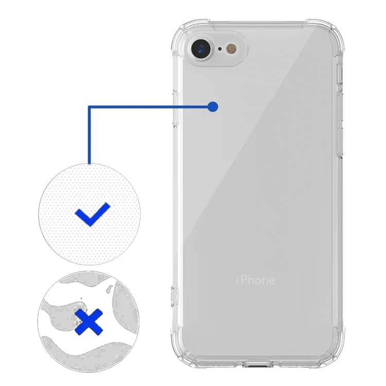 LEEU Design Air Cushion TPU Casting Cashing à Prova de Choque Com Conector de Conversão de Voz Para Iphone 8/7/SE (2020)/SE (2022) 4,7 Polegadas - Transparente