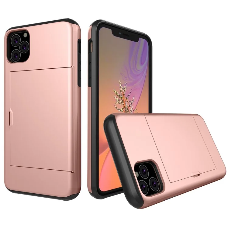 Étui porte-cartes hybride en plastique et TPU pour iPhone 11 Pro 5,8 pouces (2019) - Or rose