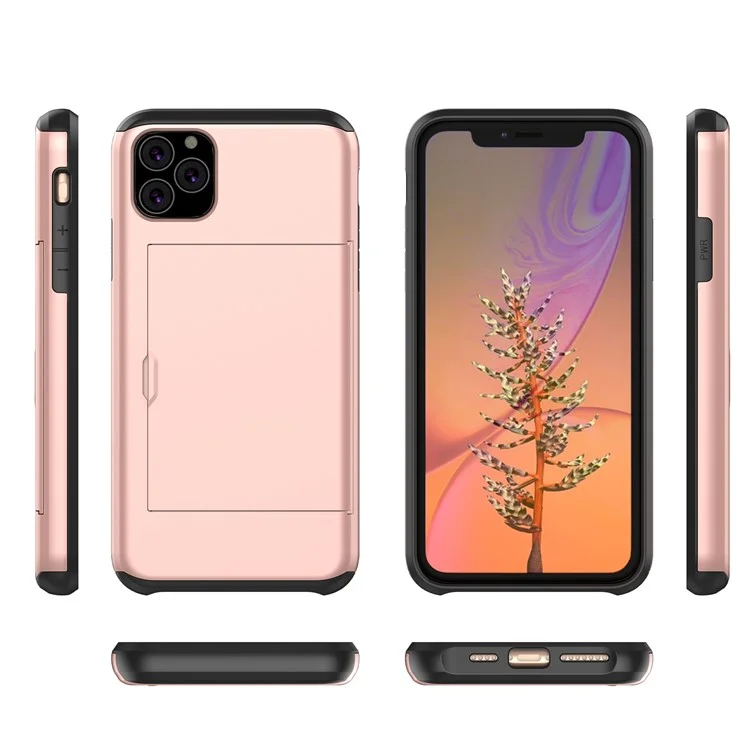 Étui porte-cartes hybride en plastique et TPU pour iPhone 11 Pro 5,8 pouces (2019) - Or rose