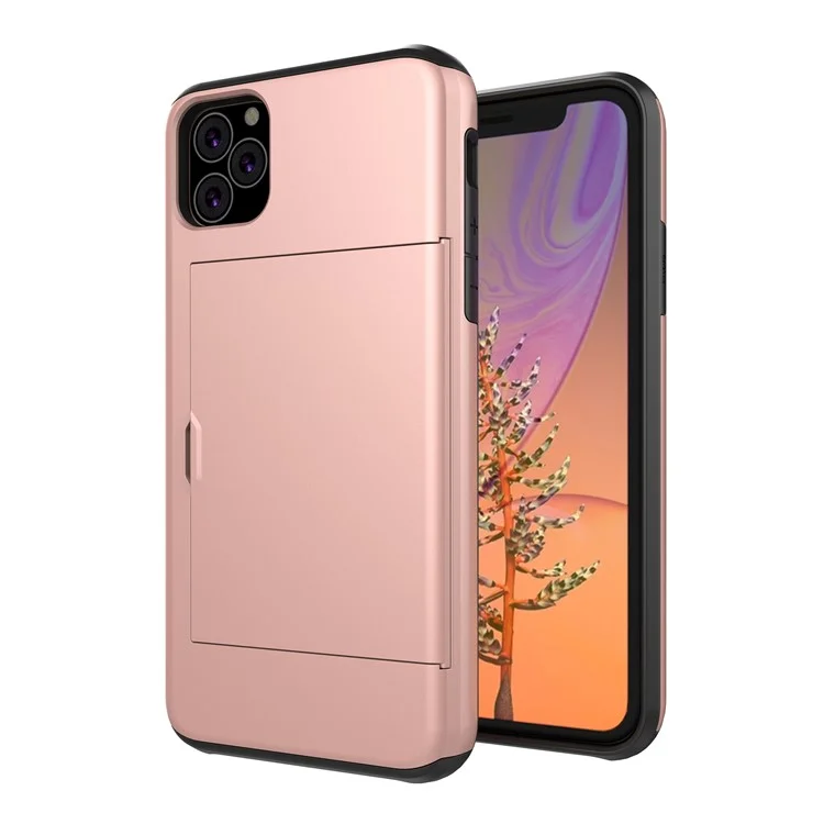 Étui porte-cartes hybride en plastique et TPU pour iPhone 11 Pro 5,8 pouces (2019) - Or rose