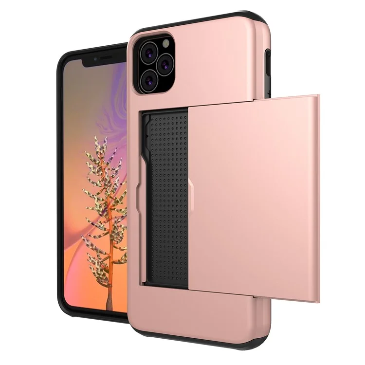 Étui porte-cartes hybride en plastique et TPU pour iPhone 11 Pro 5,8 pouces (2019) - Or rose