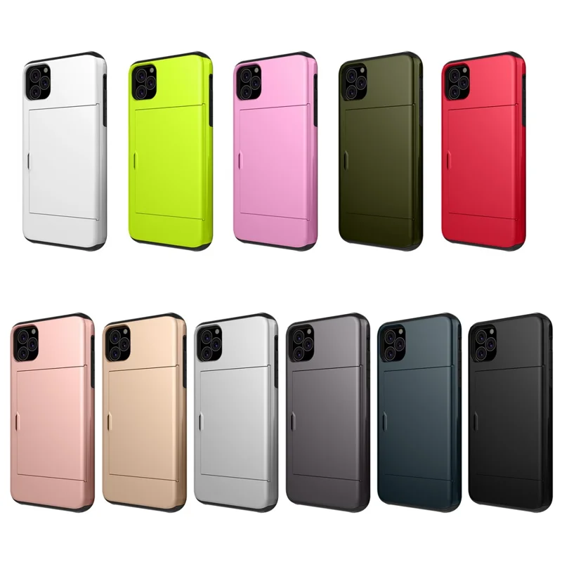 Pour iPhone 11 6,1 pouces (2019) Étui hybride en plastique + TPU avec fente pour carte Coque de téléphone - Argent