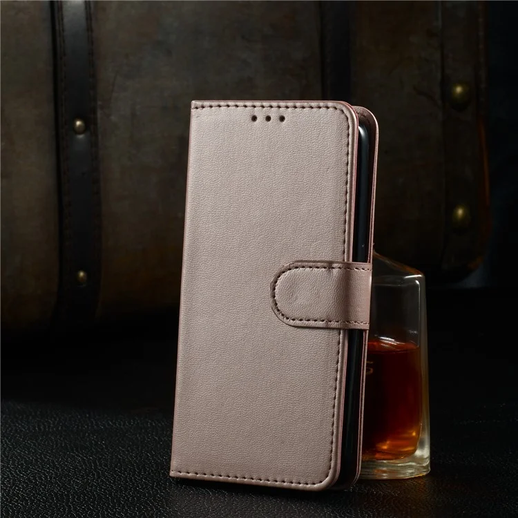 Pure Color Leather Wallet Stand Cell Phone Case Cover for iPhone 6 / 6s 4.7-inch - Rose Gold