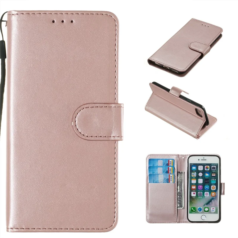 Wallet Leather Stand Mobile Phone Case for iPhone SE 8/7/SE (2020)/SE (2022) 4.7 inch - Rose Gold