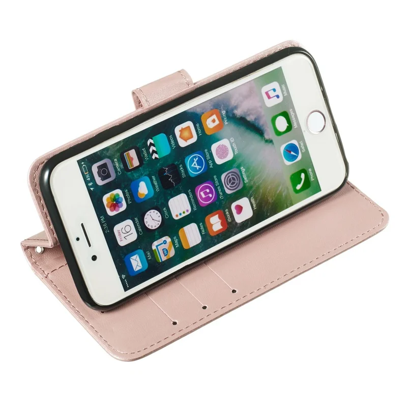 Wallet Leather Stand Mobile Phone Case for iPhone SE 8/7/SE (2020)/SE (2022) 4.7 inch - Rose Gold