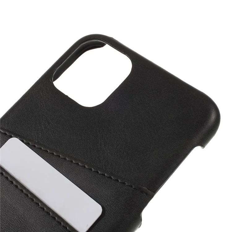 Double Card Slots PU Leather Coated PC Phone Covering Shell for iPhone 11 6.1 inch (2019) - Black