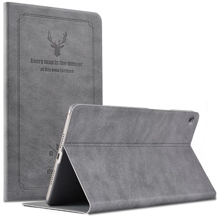 Motif de Cerf PU en Cuir en Cuir PC Shell de Couverture de Tablette Pour Ipad Air 2 - Gris