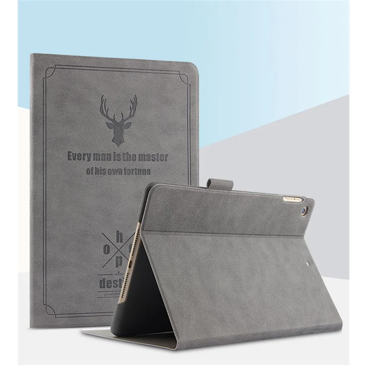 Deer Pattern PU Leather PC Stand Tablet Cover Shell for iPad Air 2 - Grey