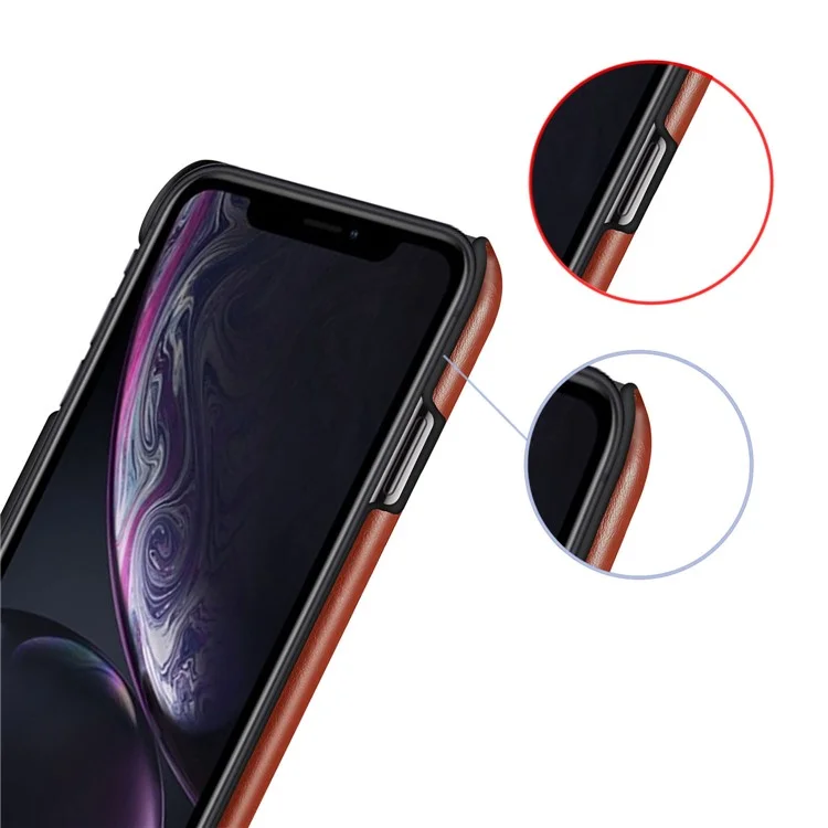 KSQ Bi-color PC + PU Leather Protective Phone Shell Case per iPhone 11 Pro 5.8 pollici (2019) - Nero / Marrone Scuro