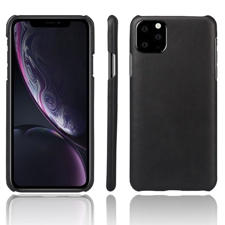 KSQ Crazy Horse PU Leather Coated Plastic Shell Covering Case for iPhone 11 6.1 inch (2019) - Black