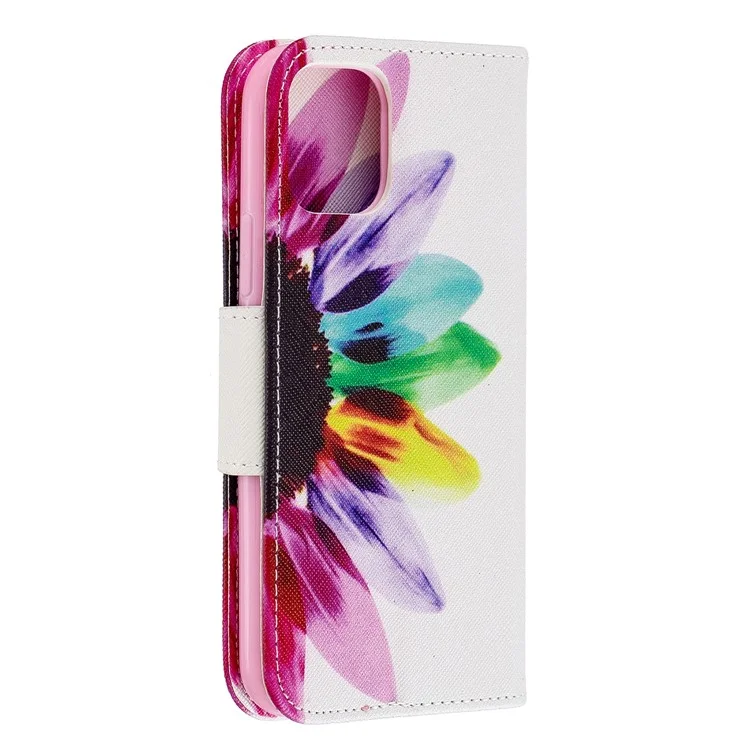 Impresión de Patrones de Billetera de Cuero Case Para Iphone 11 Pro 5.8 Pulgadas (2019) - Pétalos Coloridos