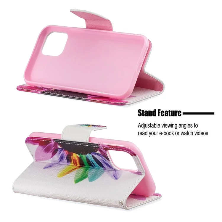Impresión de Patrones de Billetera de Cuero Case Para Iphone 11 Pro 5.8 Pulgadas (2019) - Pétalos Coloridos