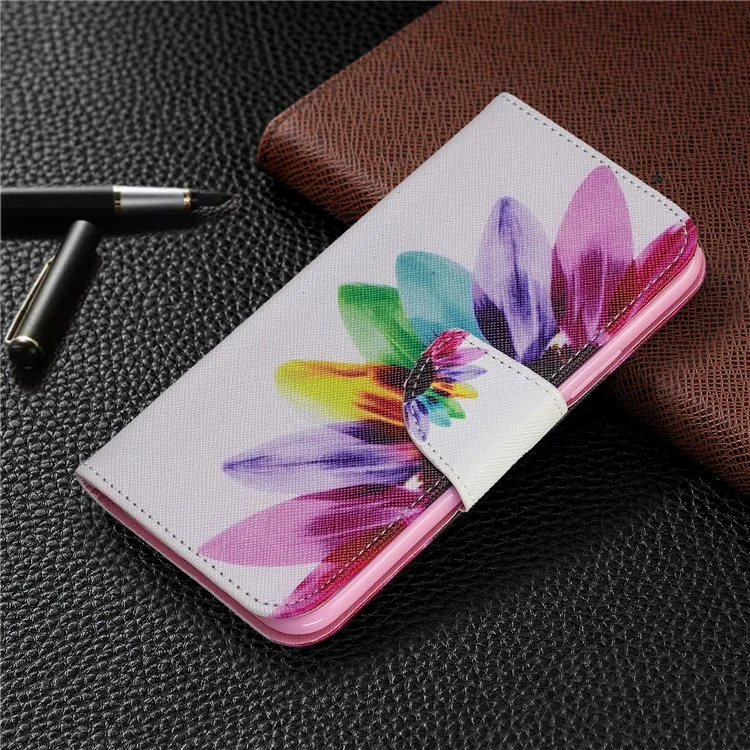 Impresión de Patrones de Billetera de Cuero Case Para Iphone 11 Pro 5.8 Pulgadas (2019) - Pétalos Coloridos