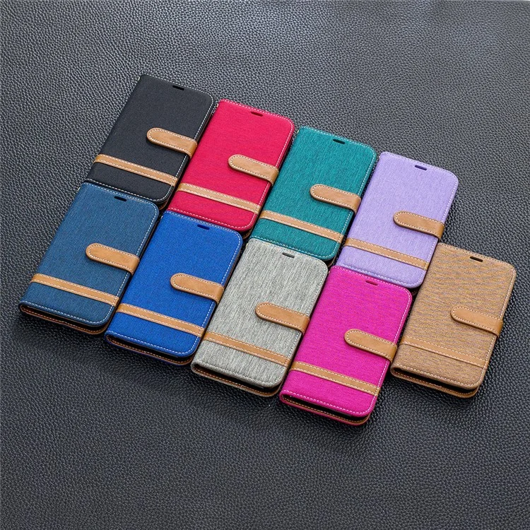 Caixa Variável de Couro Colorido de Jeans Para Iphone 11 Pro 5,8 Polegadas (2019) - Preto