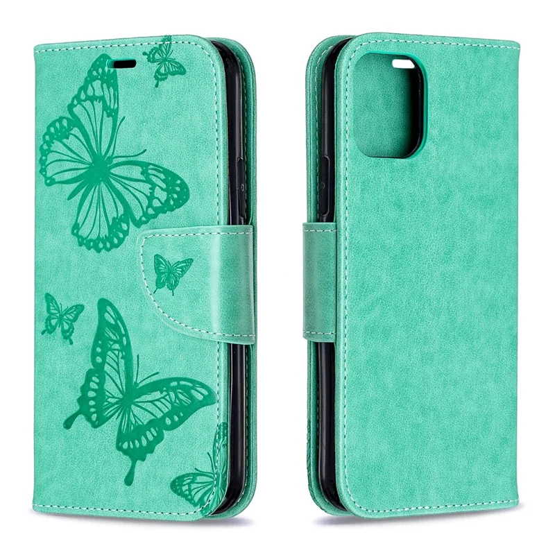 Imprint Butterfly Leather Wallet Case for iPhone 11 Pro 5.8 inch (2019) - Green