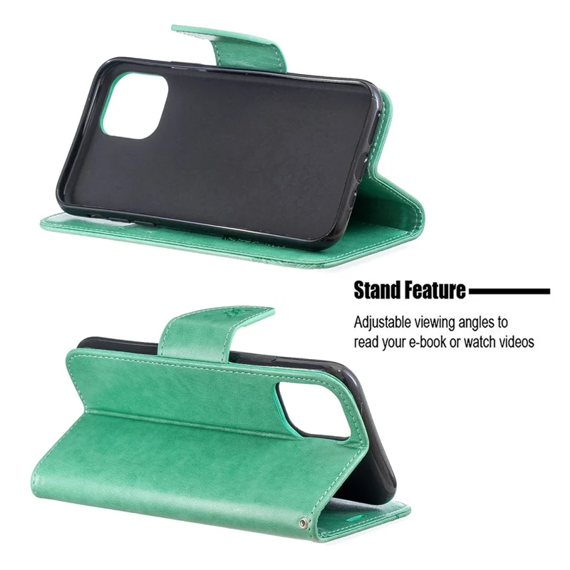 Imprint Butterfly Leather Wallet Case for iPhone 11 Pro 5.8 inch (2019) - Green