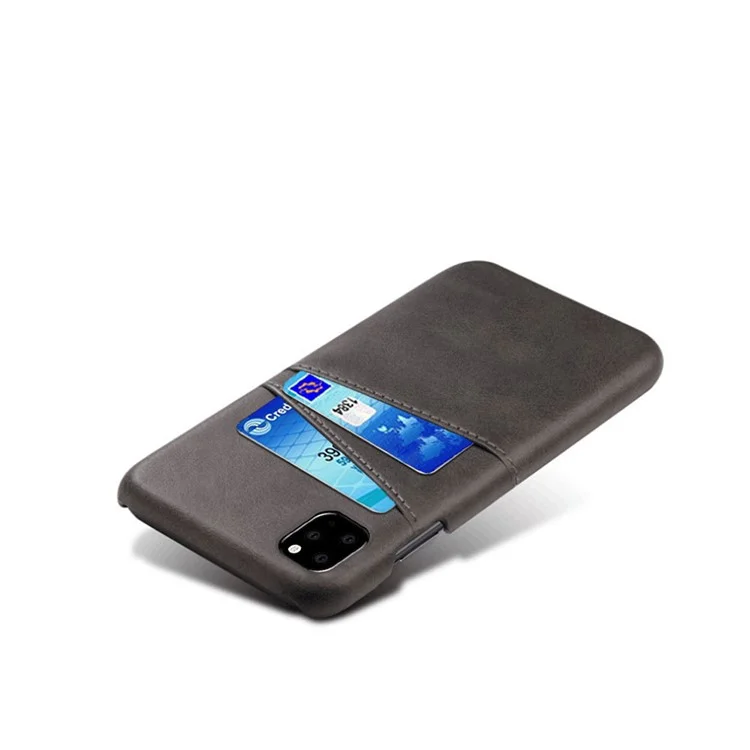 KSQ Double Card Slots PU Leather Coated PC Case for iPhone 11 Pro Max 6.5 inch (2019) - Preto