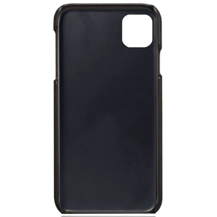 KSQ Double Card Slots Case for iPhone 11 6.1 inch, PU Leather Coated PC Slim Fit Protective Phone Cover - Black