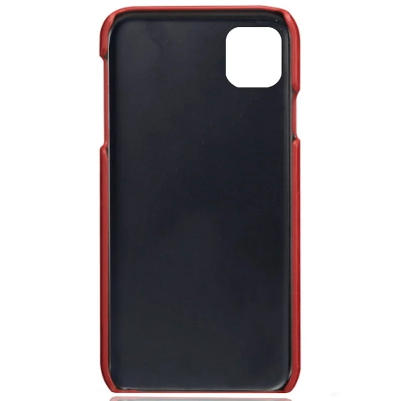 Custodia per iPhone 11 da 6,1 pollici con doppio slot per schede KSQ, rivestita in pelle PU con PC sottile e protettiva - Rossa