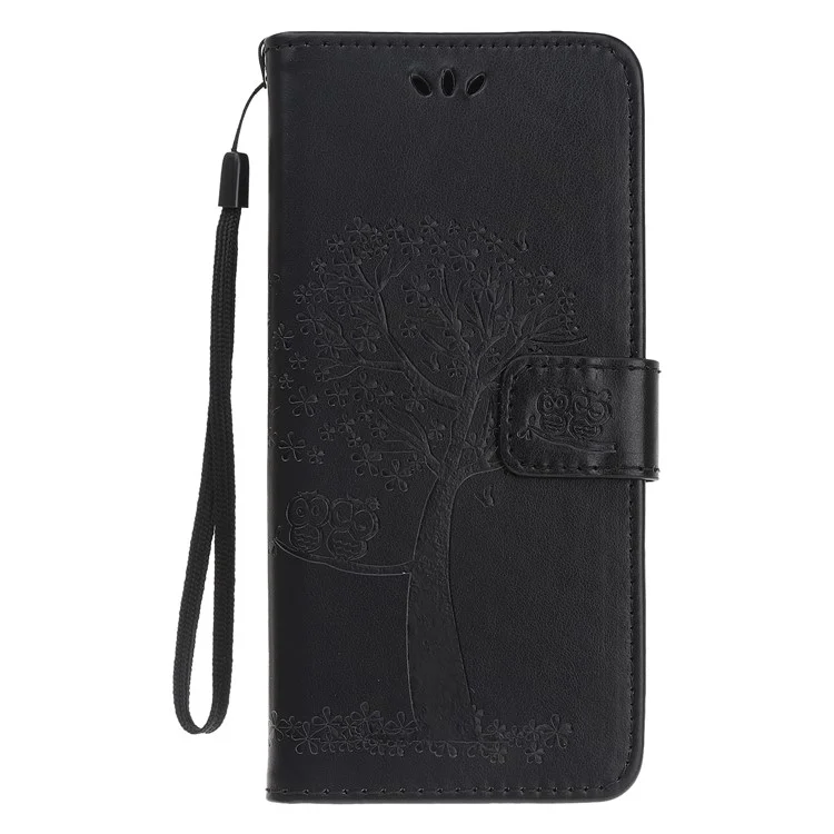 Imprint Tree Owl Leather Wallet Case for iPhone 11 Pro 5.8 inch (2019) - Black