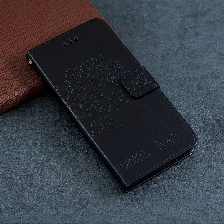 Imprint Tree Owl Leather Wallet Case for iPhone 11 Pro 5.8 inch (2019) - Black