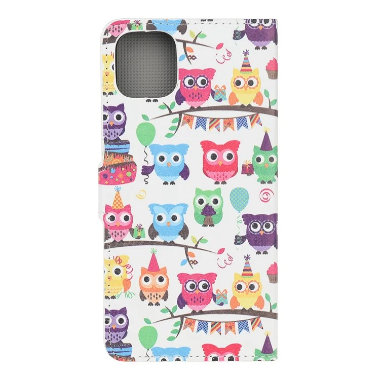 Pattern Printing Wallet Stand Case Para Iphone 11 6.1 Pulgadas (2019) - Múltiples Búhos