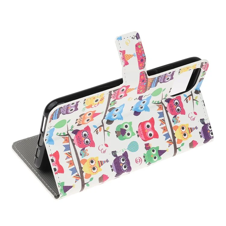 Pattern Printing Wallet Stand Case Para Iphone 11 6.1 Pulgadas (2019) - Múltiples Búhos
