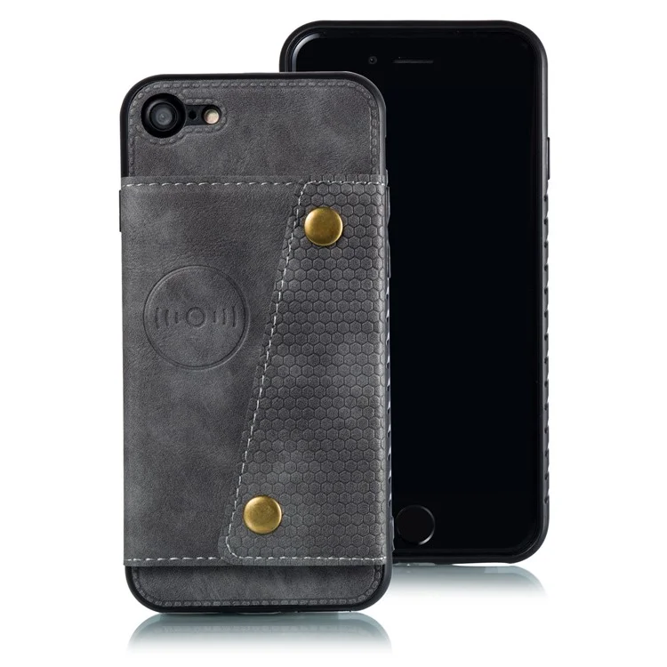 Porte-cartes Kickstand pu en Cuir Enduit TPU Case [feuille Magnétique du Véhicule Intégré] Pour Iphone 8/7 / se (2020) / se (2022) - Gris