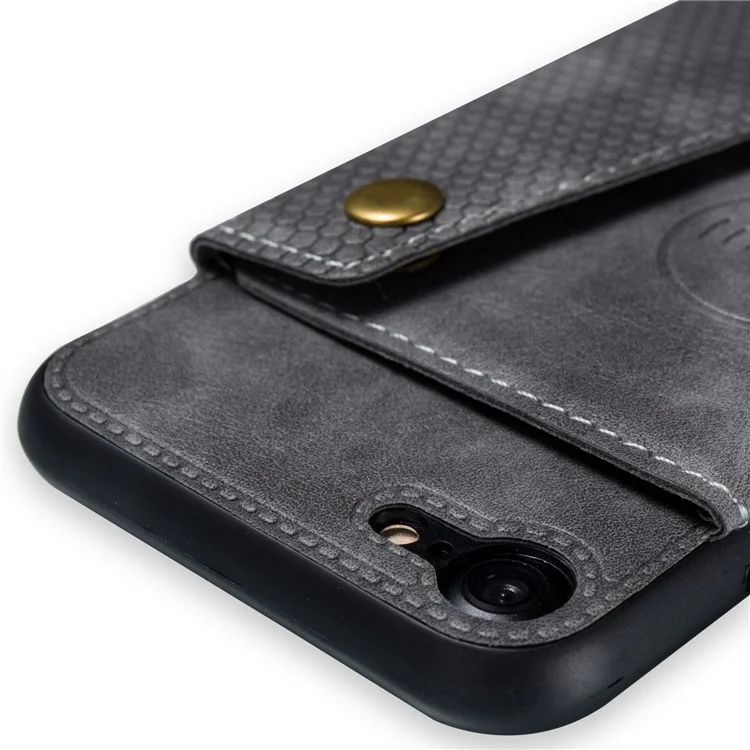 Porte-cartes Kickstand pu en Cuir Enduit TPU Case [feuille Magnétique du Véhicule Intégré] Pour Iphone 8/7 / se (2020) / se (2022) - Gris