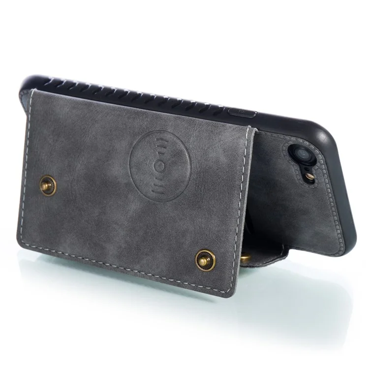 Porte-cartes Kickstand pu en Cuir Enduit TPU Case [feuille Magnétique du Véhicule Intégré] Pour Iphone 8/7 / se (2020) / se (2022) - Gris