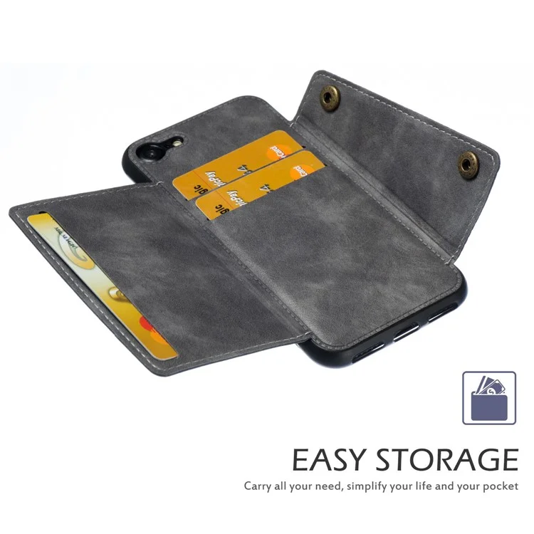 Porte-cartes Kickstand pu en Cuir Enduit TPU Case [feuille Magnétique du Véhicule Intégré] Pour Iphone 8/7 / se (2020) / se (2022) - Gris