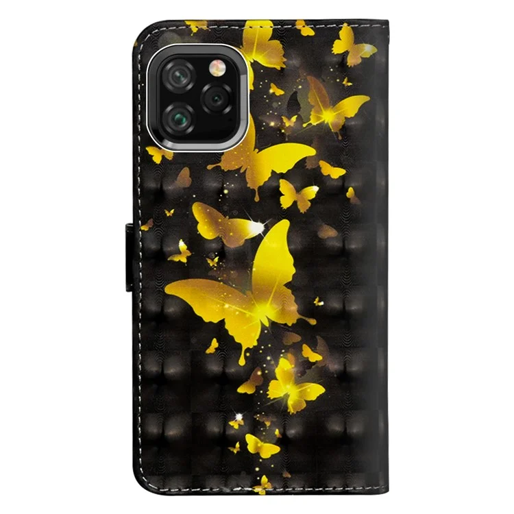Light Spot Decor Pattern Impresión de la Billetera de Cuero PU Case Con Correa Para Apple Iphone (2019) 5.8 Pulgadas - Mariposas Doradas