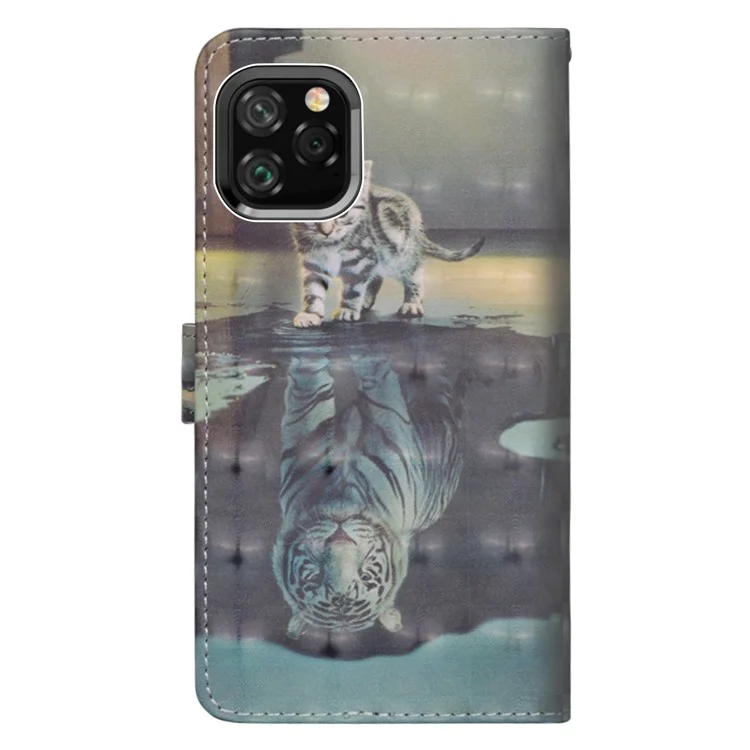 Light Spot Decor Patterned Leather Wallet Cell Phone Shell for iPhone 11 6.1 inch (2019) - Cat