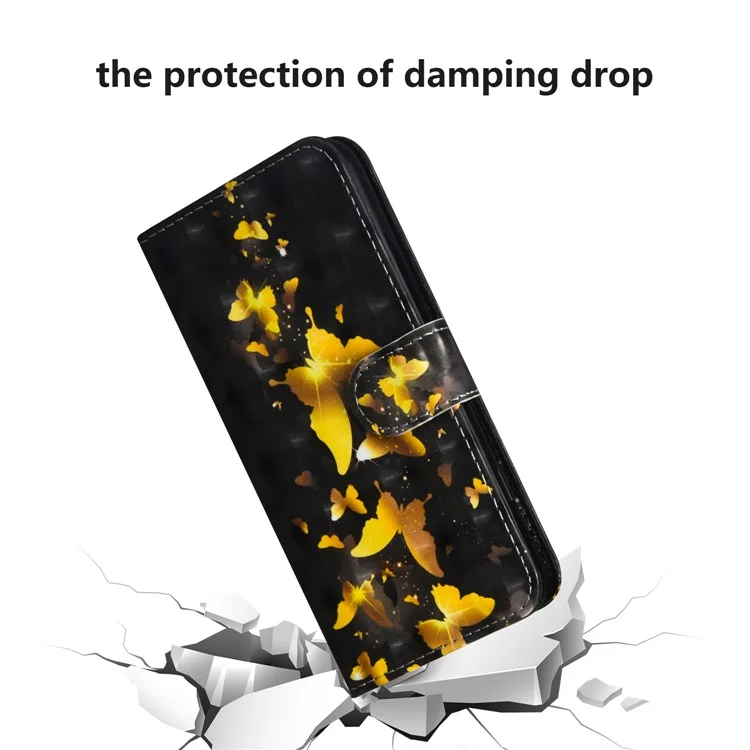 Light Spot Decor Pele de Cuero Estampado Teléfono Carcasa de Caparazón Para Iphone 11 Pro Max 6.5 Pulgadas (2019) - Mariposas Doradas