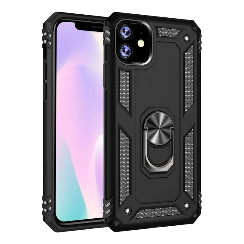 Hybrid PC TPU Kickstand Armor Phone Shell Cover for iPhone 11 Pro 5.8 inch (2019) - Black