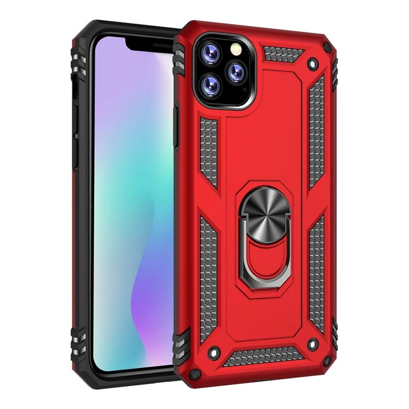 Hybrid PC TPU Kickstand Armor Phone Casing for iPhone 11 Pro Max 6.5-inch (2019) / XS Max 6.5 inch - Red
