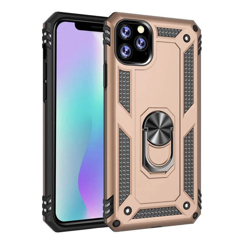 Hybrid PC TPU Kickstand Armor Phone Casing for iPhone 11 Pro Max 6.5-inch (2019) / XS Max 6.5 inch - Gold