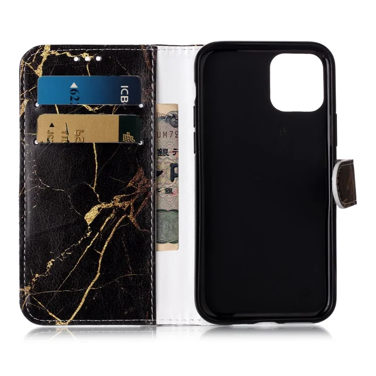 Pattern Printing Leather Wallet Phone Case for iPhone 11 Pro 5.8-inch (2019) - Black
