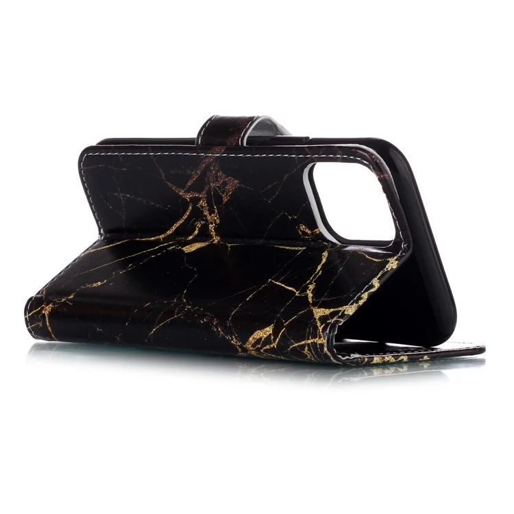 Pattern Printing Leather Wallet Phone Case for iPhone 11 Pro 5.8-inch (2019) - Black