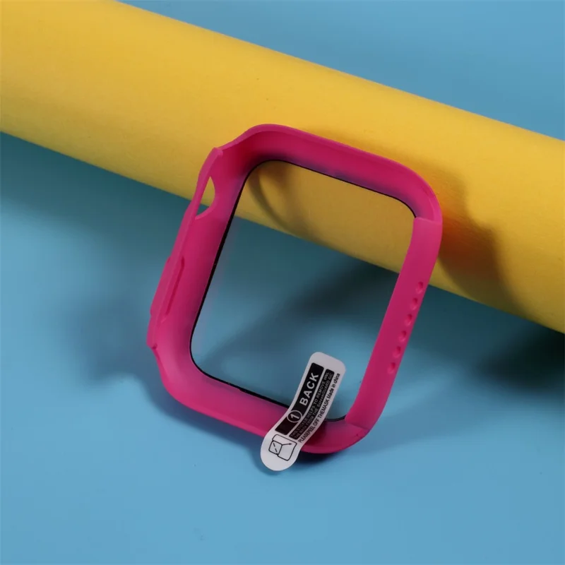 Multiple Colors PC Frame Cover Shell with Glass Screen Protector Film for Apple Watch Series SE3 / SE2 / SE1 /  6 / 5 / 4 44mm - Rose