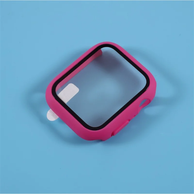 Multiple Colors PC Frame Cover Shell with Glass Screen Protector Film for Apple Watch Series SE3 / SE2 / SE1 /  6 / 5 / 4 44mm - Rose