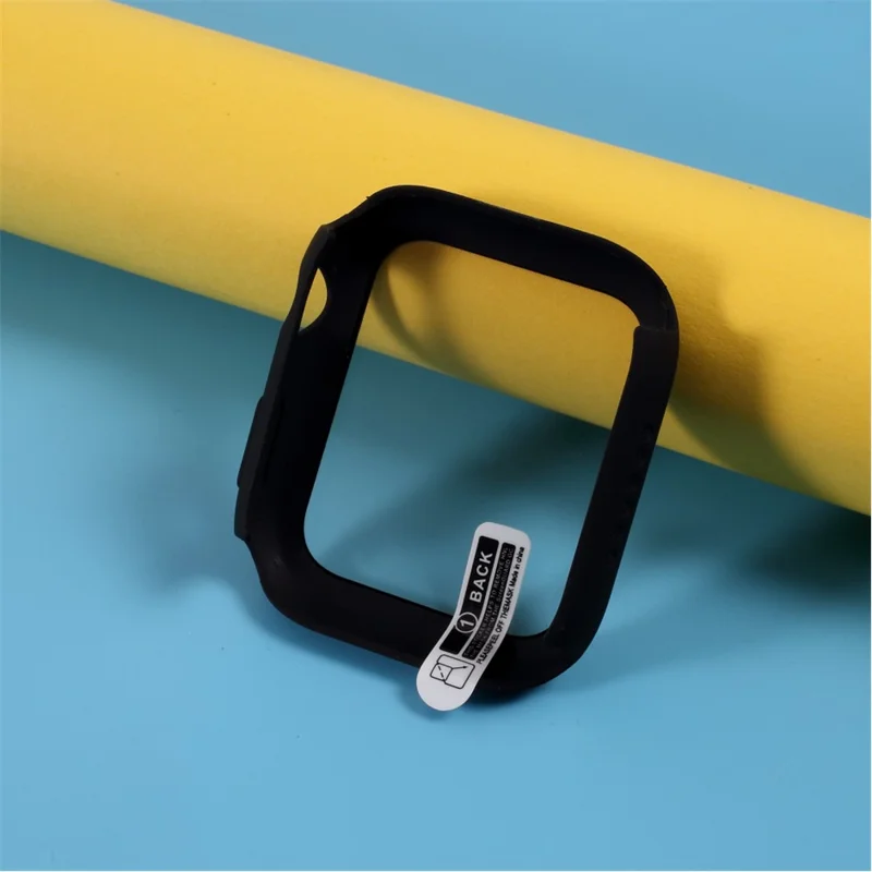 Multiple Colors PC Frame Cover Shell with Glass Screen Protector Film for Apple Watch Series SE3 / SE2 / SE1 /  6 / 5 / 4 44mm - Black