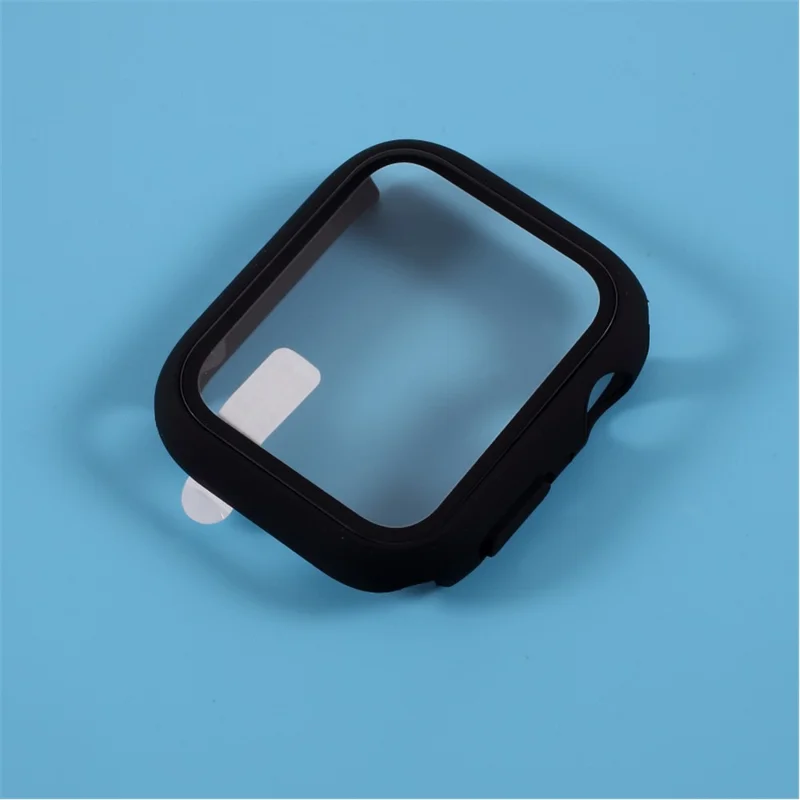 Multiple Colors PC Frame Cover Shell with Glass Screen Protector Film for Apple Watch Series SE3 / SE2 / SE1 /  6 / 5 / 4 44mm - Black