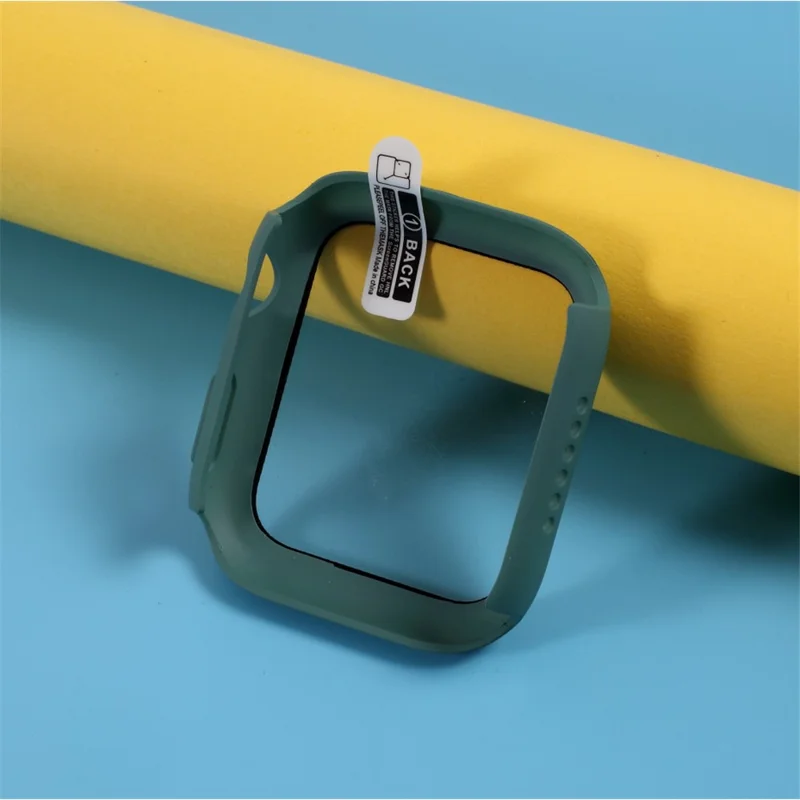 Cover protettiva in PC con telaio disponibile in più colori con pellicola protettiva in vetro per Apple Watch Series SE3 / SE2 / SE1 / 6 / 5 / 4 da 44 mm - Verde