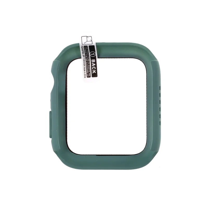 Cover protettiva in PC con telaio disponibile in più colori con pellicola protettiva in vetro per Apple Watch Series SE3 / SE2 / SE1 / 6 / 5 / 4 da 44 mm - Verde