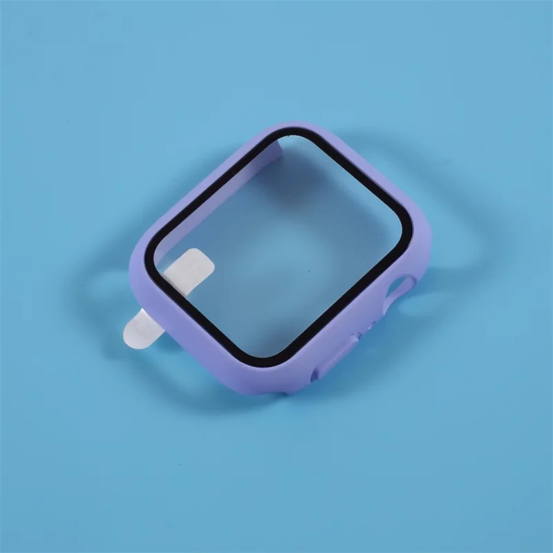 Multiple Colors PC Frame Cover Shell with Glass Screen Protector Film for Apple Watch Series SE3 / SE2 / SE1 /  6 / 5 / 4 44mm - Purple